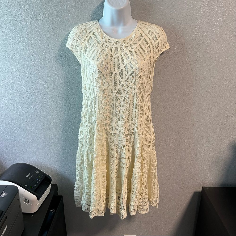 SEA New York Romantic Silk Crochet Mini Dress